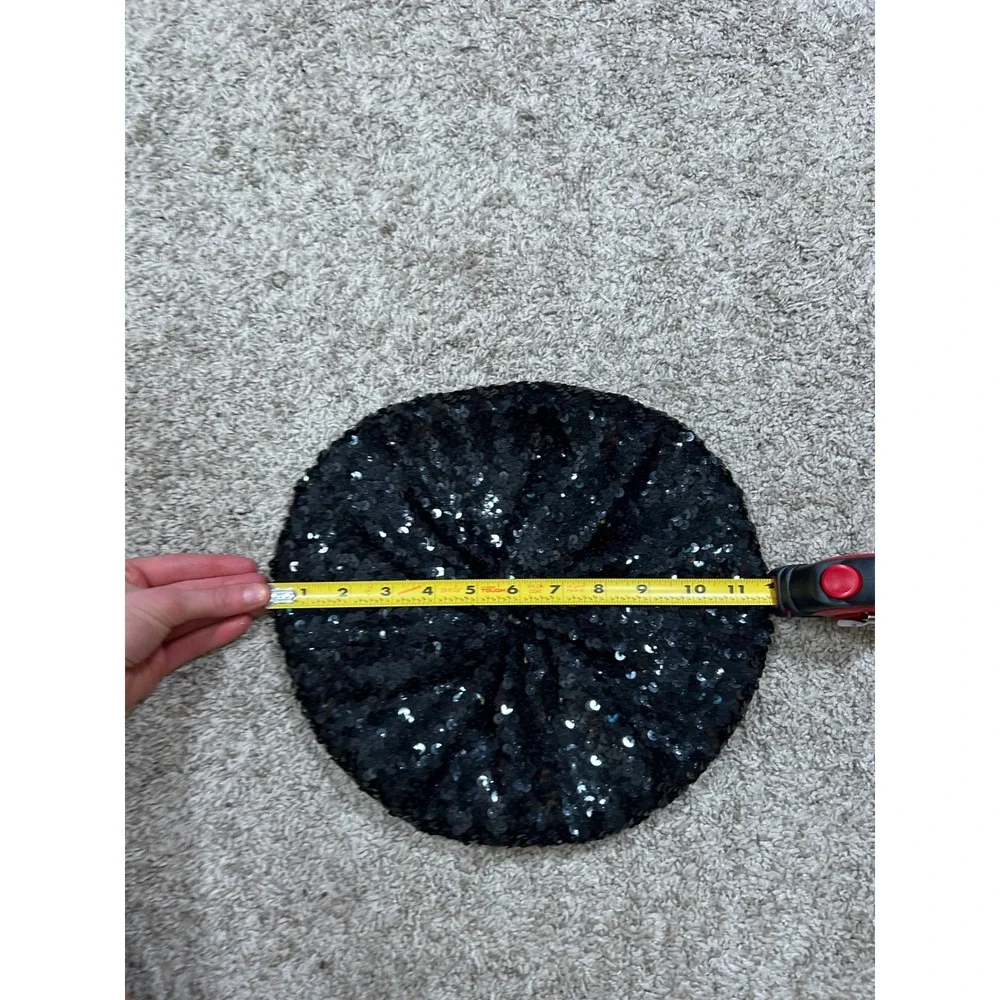 Y2K Mossimo Black Sequin Beret‎ Hat Glam Sparkly Party Fashion Accessory